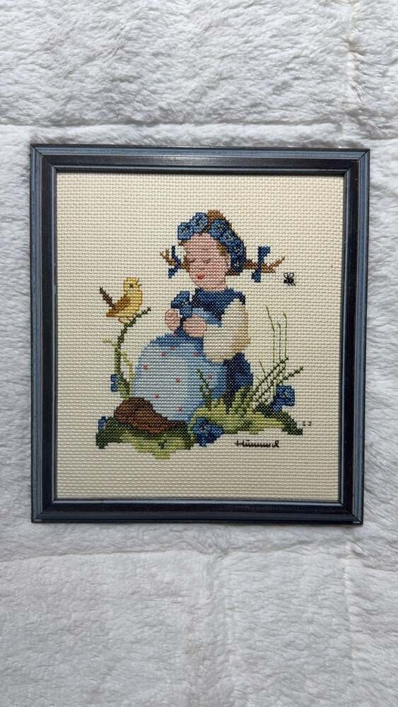 Needle Treasures Framed Counted Cross Stitch Blue Belle M.J. Hummel Design